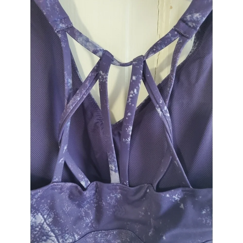 All in Motion Purple Tie Dye Print Longline Bra